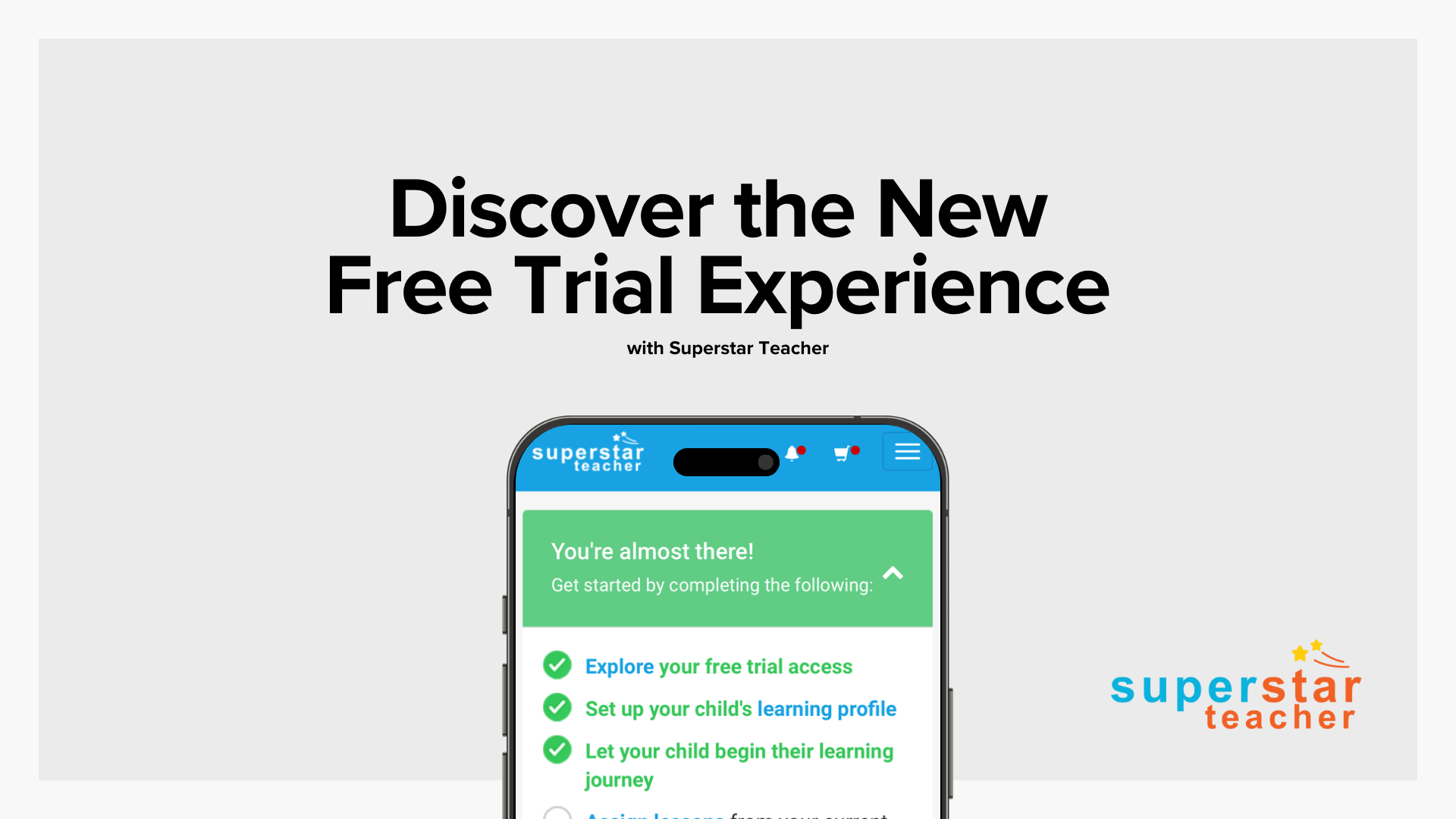 Explore the improved Superstar Teacher Free Trial. Parents create child profiles so students can enjoy lessons, earn stars and rewards before subscribing.