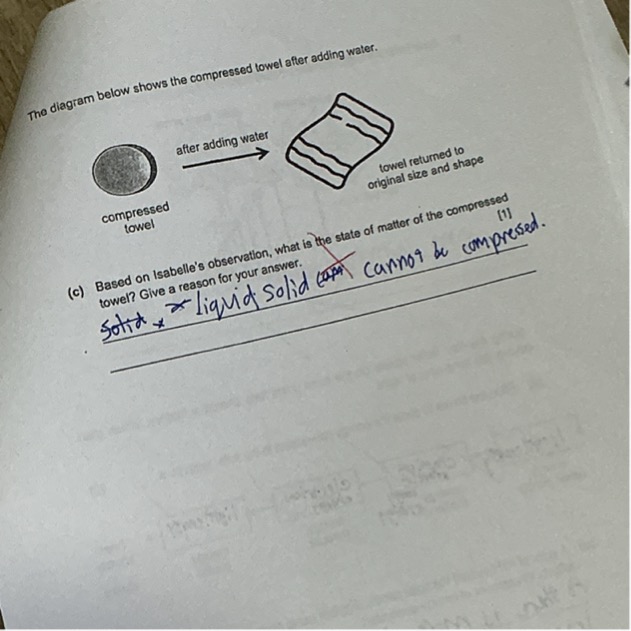 Understand how a compressed towel demonstrates the three states of matter in this Primary 4 Science real-life application question. Learn why it expands when water is added and how to approach PSLE-style answers clearly and confidently.